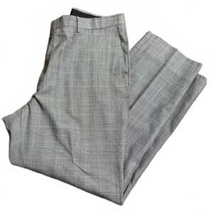 Baroni Super 150's Gray Flat Front Window Pane Dress Pants Men 42/30